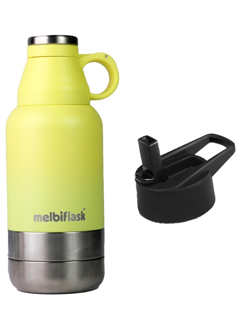 Melbify 3in1 Flask with Storage Bowls Sipper Lid Vacuum Flask Melbiflask Water BottleThermosteel Flask 1 Litre Hot Cold WaterCoffeeTeaMilk Best Flask for BabiesOfficeTravel