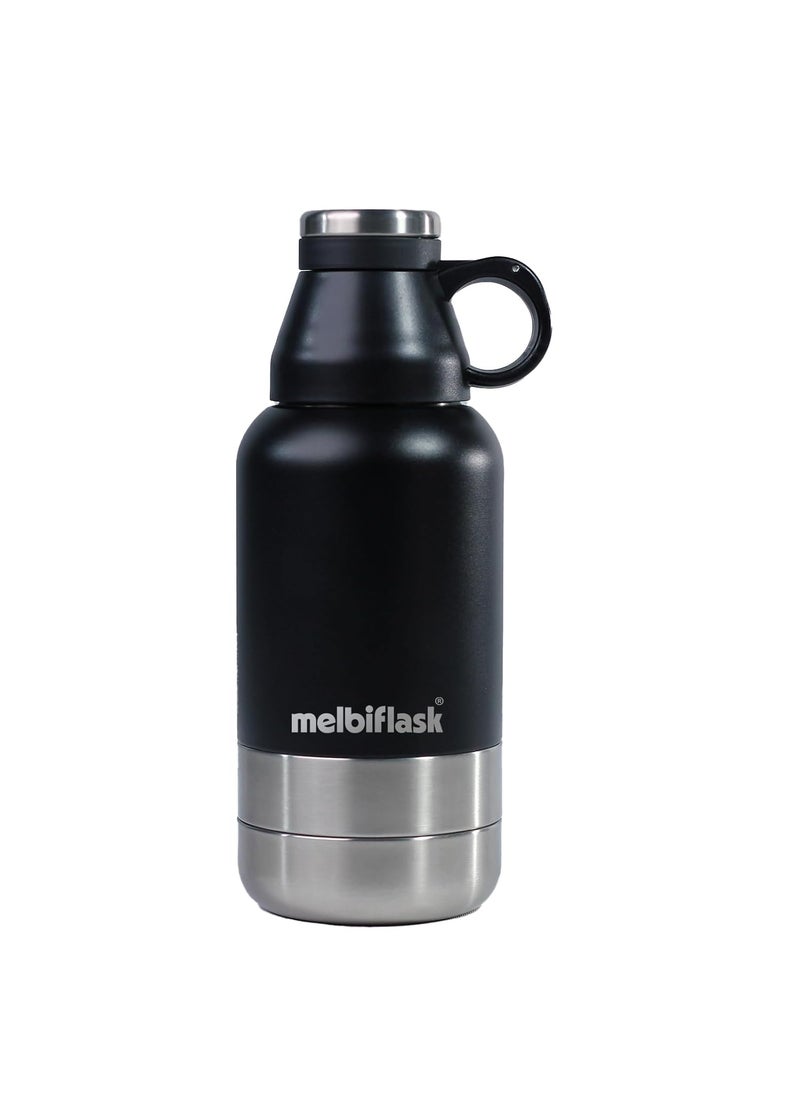 Melbify 3in1 Flask with Storage Bowls Vacuum Flask Melbiflask Water Bottle Thermosteel Insulated Flask 1 Litre HotCold WaterCoffeeTeaMilkSoupBest Flask for BabiesOfficeTravel