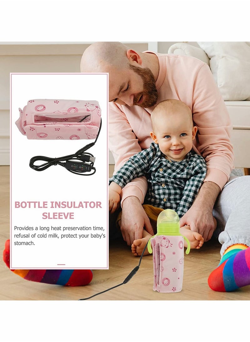 Portable USB Milk Bottle Warmer for Travel and Home Easy to Use Infant Heat Keeper Ideal for On-the-Go Parents Pink