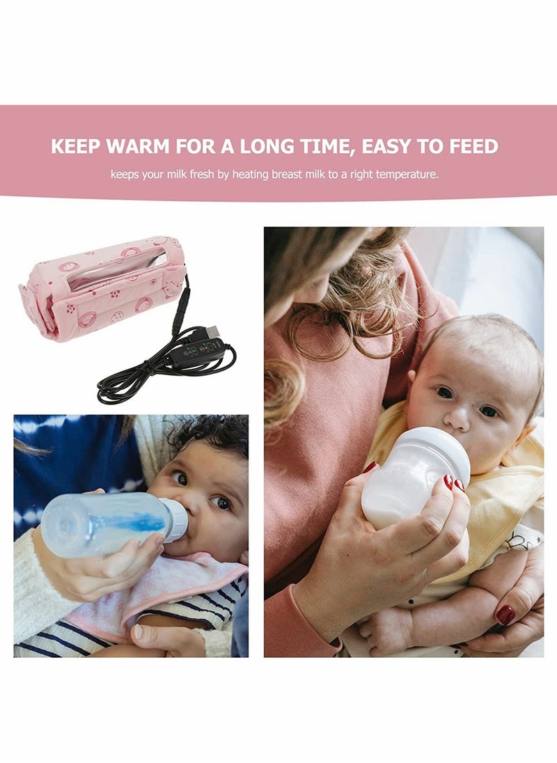 Portable USB Milk Bottle Warmer for Travel and Home Easy to Use Infant Heat Keeper Ideal for On-the-Go Parents Pink