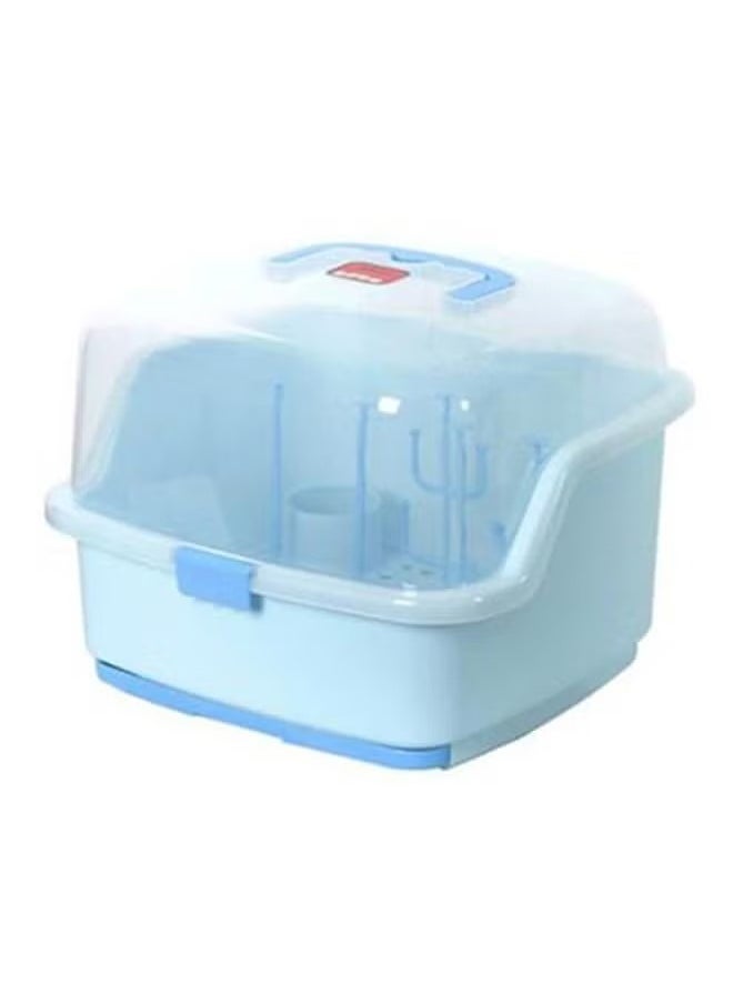 Baby Bottle Drying Rack with Cover Portable Nursing Bottle Storage Box Baby Bottle Holder Dinnerware Organizer for Home Kitchen Blue