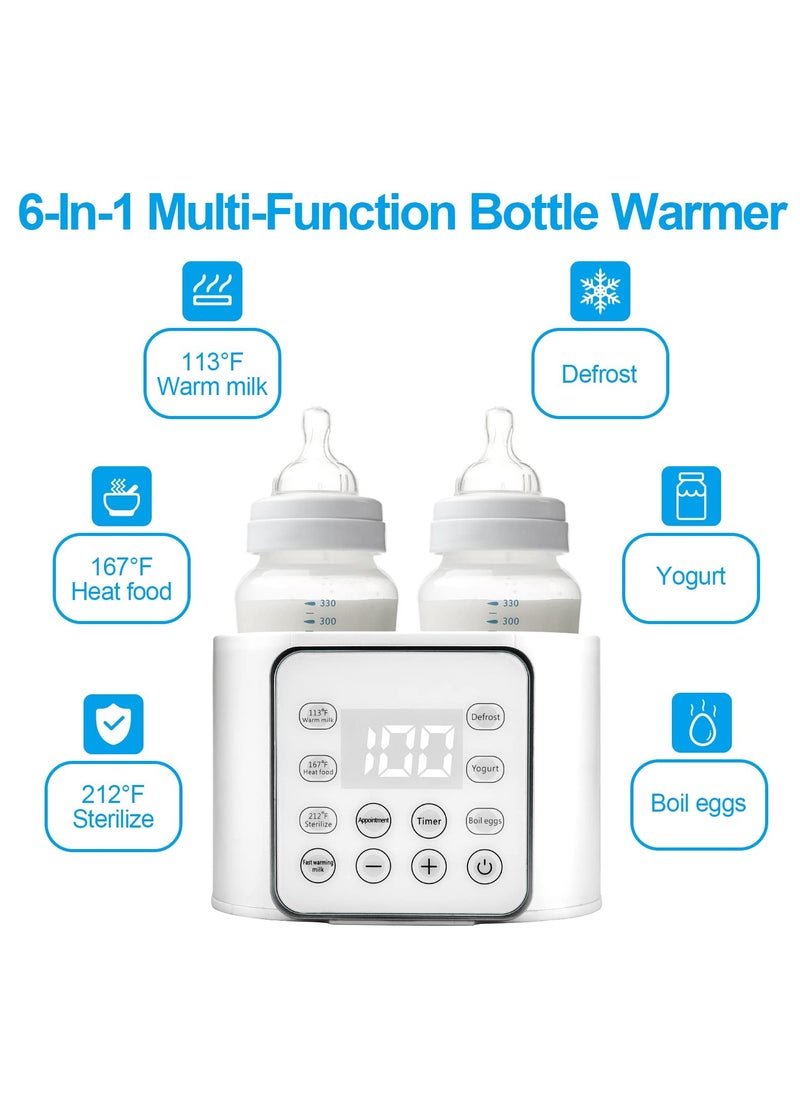 9-in-1 Baby Bottle Warmer and Breast Milk Heater with Timer, LCD Display, Fast Defrost and 24H Constant Mode for Twins