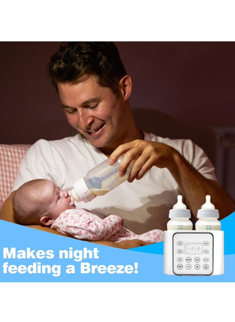9-in-1 Baby Bottle Warmer and Breast Milk Heater with Timer, LCD Display, Fast Defrost and 24H Constant Mode for Twins
