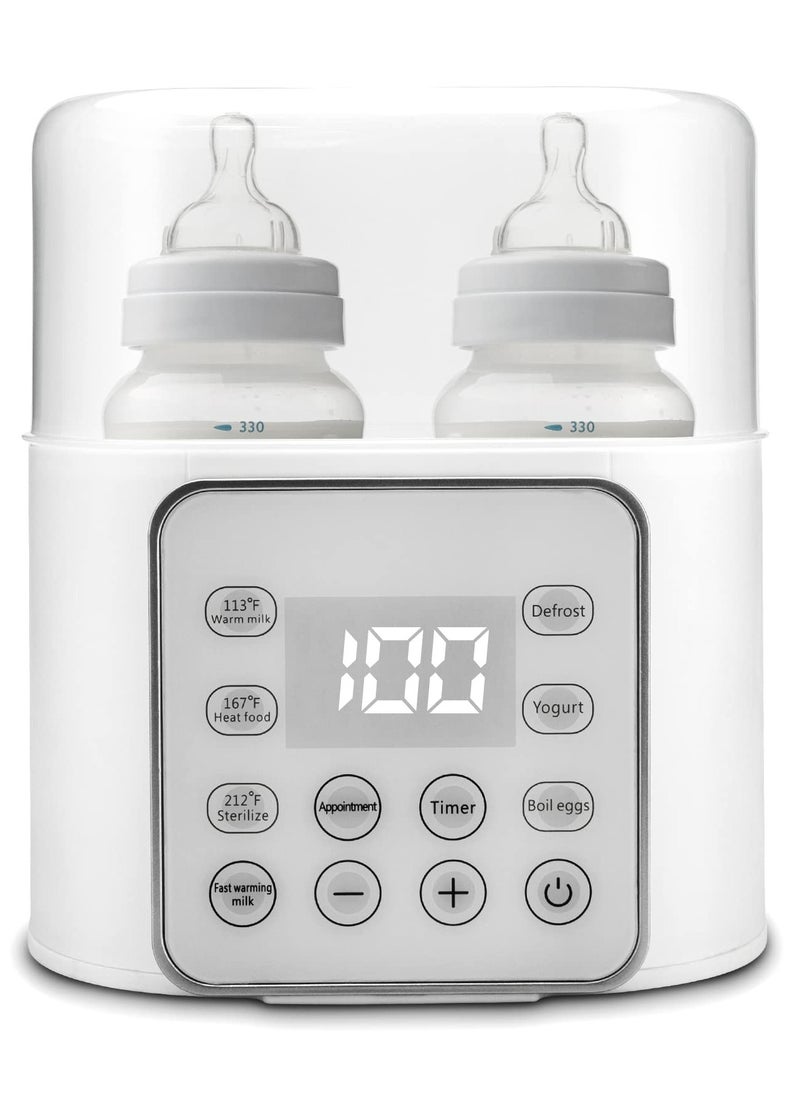 9-in-1 Baby Bottle Warmer and Breast Milk Heater with Timer, LCD Display, Fast Defrost and 24H Constant Mode for Twins