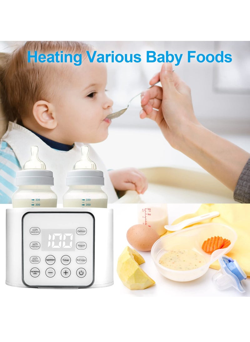9-in-1 Baby Bottle Warmer and Breast Milk Heater with Timer, LCD Display, Fast Defrost and 24H Constant Mode for Twins