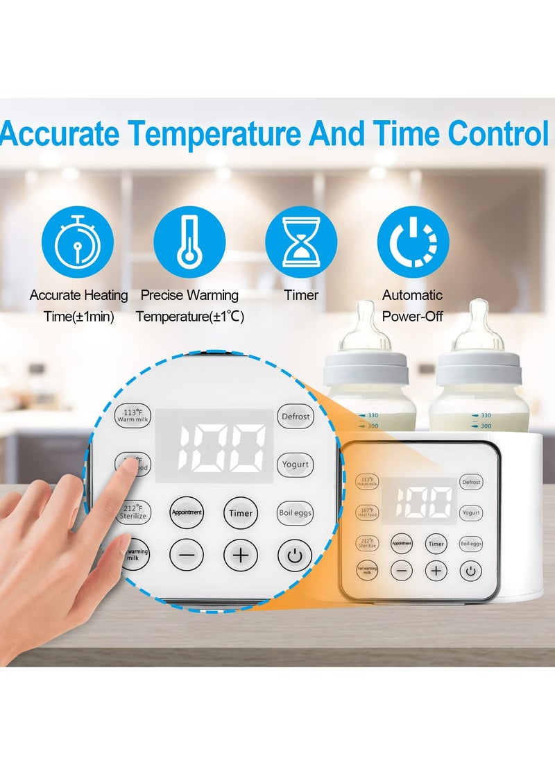 9-in-1 Baby Bottle Warmer and Breast Milk Heater with Timer, LCD Display, Fast Defrost and 24H Constant Mode for Twins