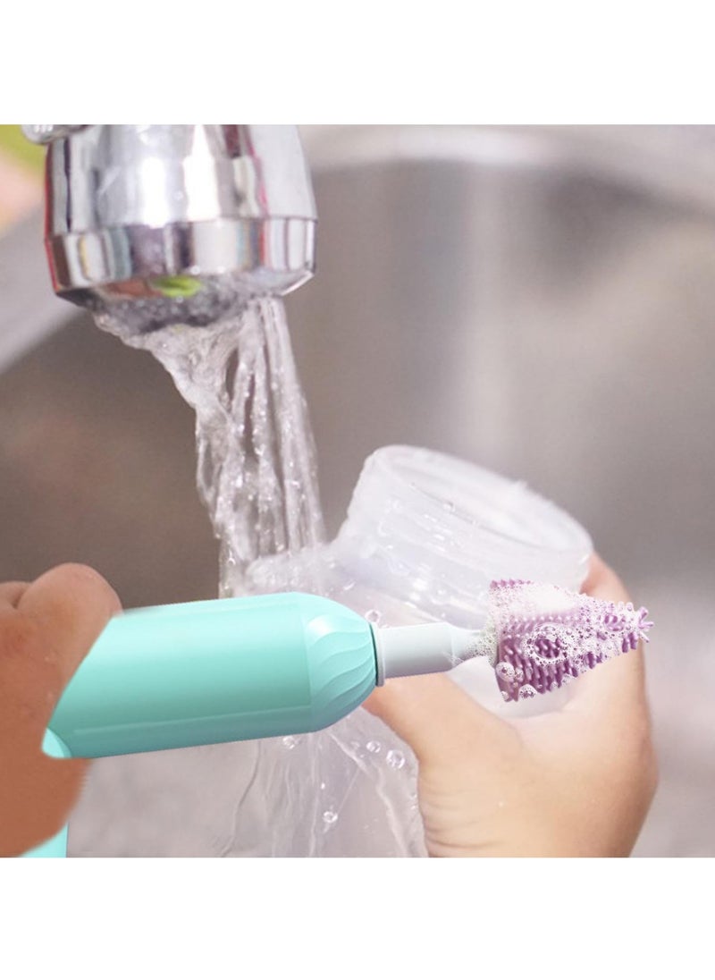Electric Baby Bottle Brush Set, Silicone Cleaning Brush Kit, Rechargeable Cordless Brush for Bottles, Nipples, and Straws, Portable and Easy to Use