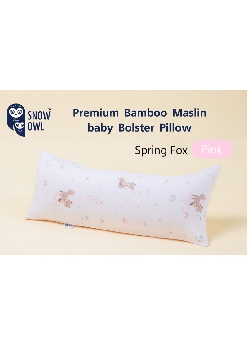Snow Owl Bamboo Baby Bolster - Spring Fox Pink