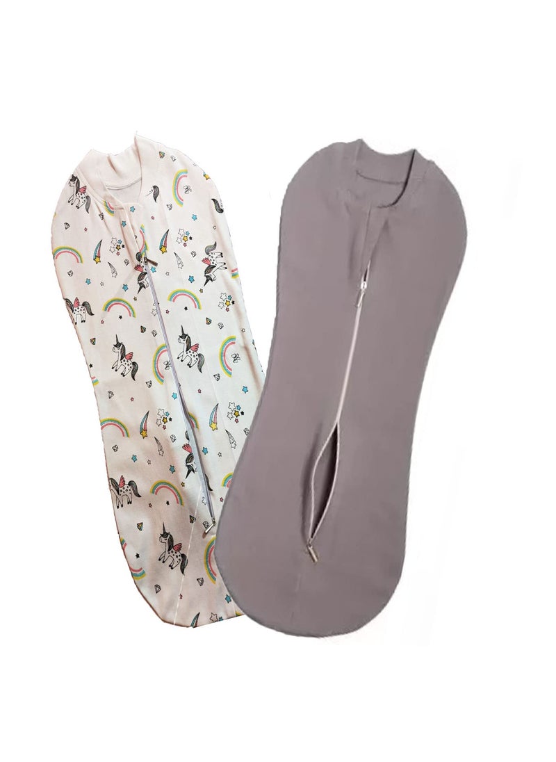 MammaChamp PODSwaddleSleeping BagSack for NewbornBaby 06 Months Packof 2 WhiteGrey