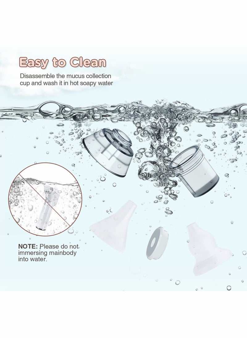 Electric Baby Nasal Aspirator with 4 Silicone Nozzles and 3 Suction Levels, Rechargeable Automatic Nose Cleaner for Newborns and Toddlers, White