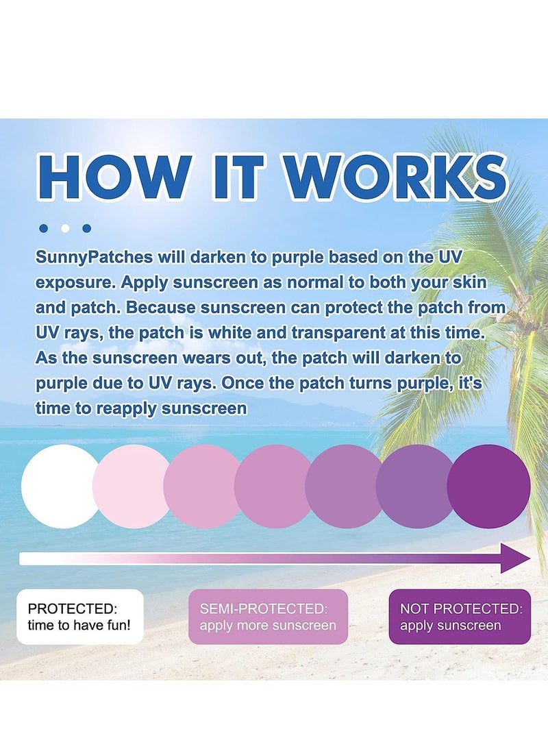 UV Stickers 48PCS UV Detecting Patches UV Detection Stickers for Sunscreen Reapply Reminder Sunny Patch Stickers UV Stickers for Kids and Adults