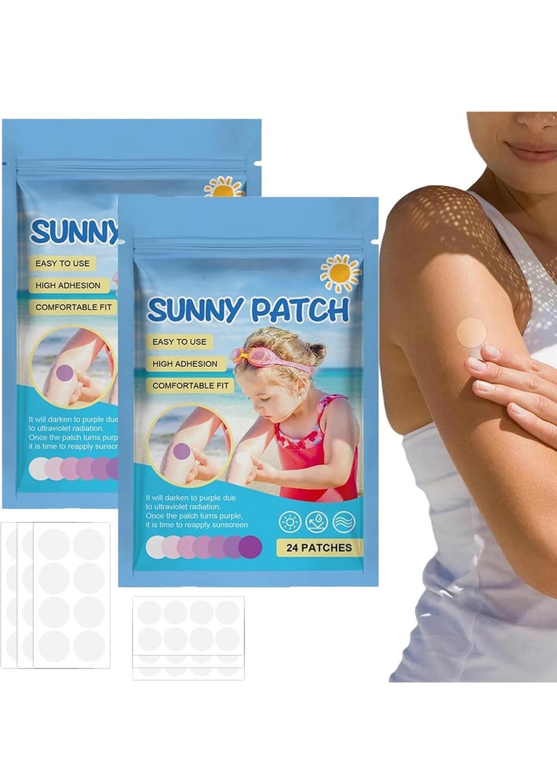 UV Stickers 48PCS UV Detecting Patches UV Detection Stickers for Sunscreen Reapply Reminder Sunny Patch Stickers UV Stickers for Kids and Adults