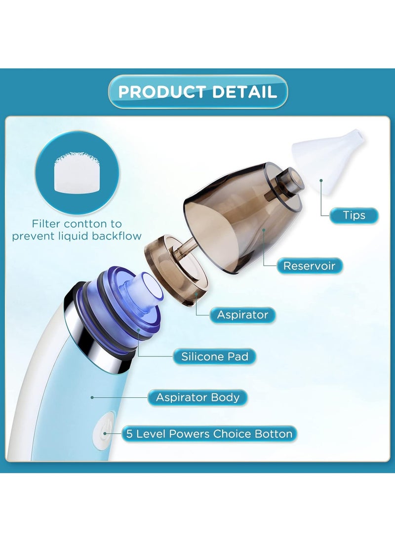 Baby Nasal Aspirator Automatic Nasal Sucker Electric Baby Nose Cleaner Nose Mucus Booger with 5 Levels of Suction Rechargeable Portable Mucus Remover for Newborn Infant Toddler (Green)