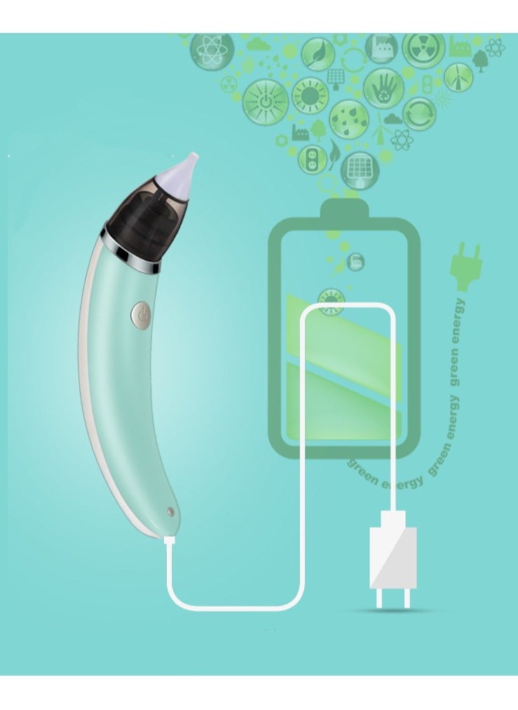 Baby Nasal Aspirator Automatic Nasal Sucker Electric Baby Nose Cleaner Nose Mucus Booger with 5 Levels of Suction Rechargeable Portable Mucus Remover for Newborn Infant Toddler (Green)