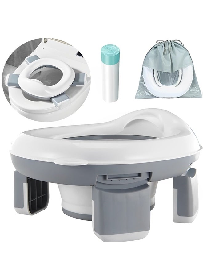Portable Potty Training Toilet for Kids with Storage Bag,Foldable Travel Potty Chair for Outdoor and Indoor Easy to Clean,Toddler Urinal,Potty Training Toilet Seat for Boys and Girls(Gray)