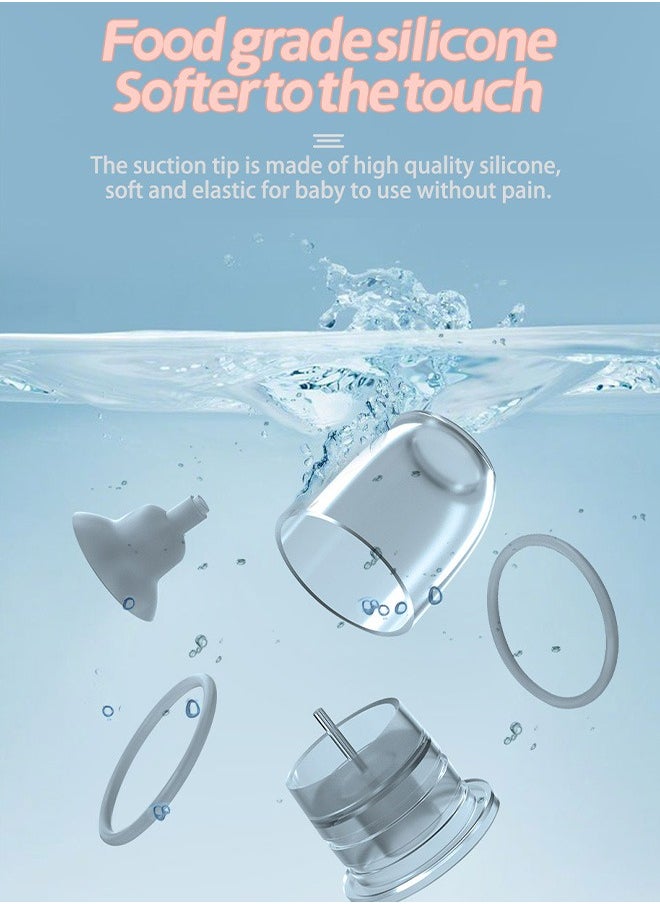 Baby Nasal Aspirator, Adjustable 3 Levels Suction, Electric Nose Cleaner with 2 Silicone Tip