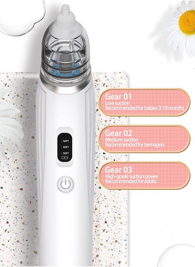 Baby Nasal Aspirator, Adjustable 3 Levels Suction, Electric Nose Cleaner with 2 Silicone Tip