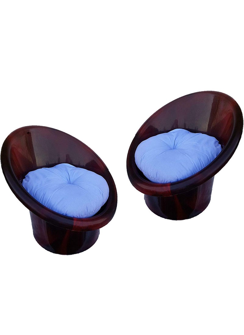 ANJWAR Tub Chair with Complimentary Cushions Set of 02 Standard Rosewood