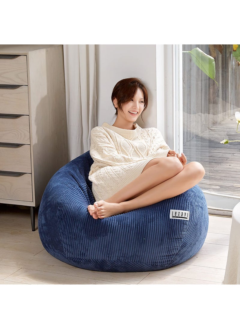 LEXAVI CottonCorduroy Blend Beanbag Prefilled With High Density Quality Beans Size 4Xl Navy