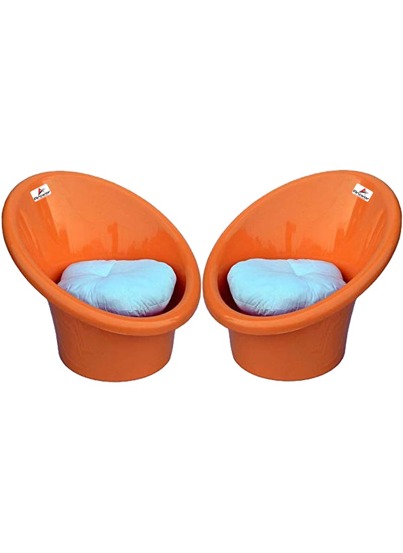 ANJWAR Plastic Strong and Sturdy Structure Tub Chair Orange Bearing Capacity up to 200Kg Set of 2