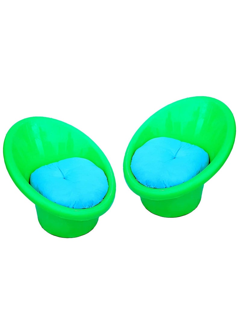 ANJWAR IndoorOutdoor Tub Chairs for Home Living Room Bearing Capacity up to 200Kg Strong and Sturdy Structure Set of 2 Green