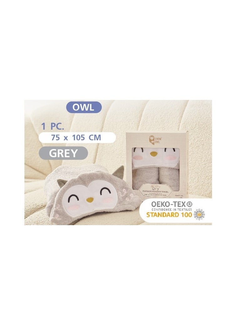 Snow Owl Gentle Dry Bamboo Hooded Towel - Owl