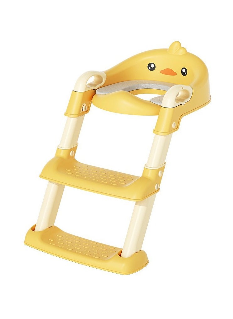 Children's potty baby seat with adjustable ladder, potty adapted, comfortable PU cushion, foldable storage, non-slip and stable, yellow color