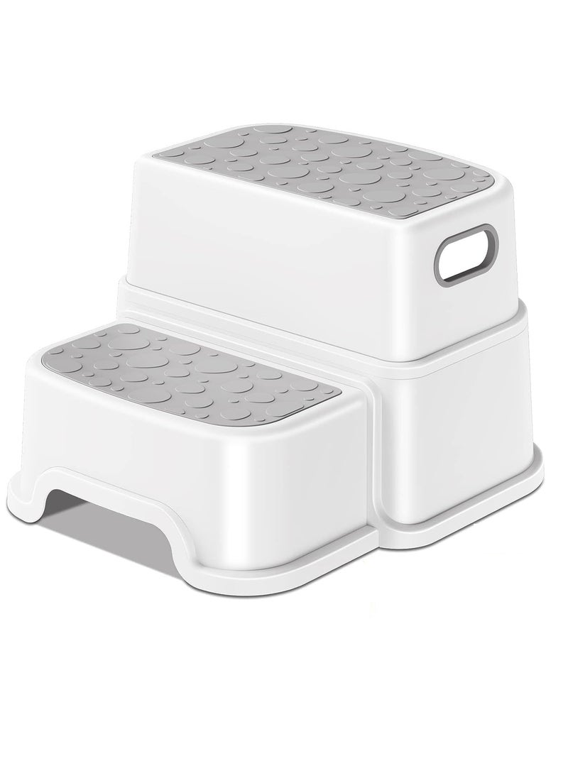 EVVIX Two Step Stool for Kids with Handle 3 in 1 AntiSlip Potty Stool for Kids Toilet Potty Training Plastic Toilet Stool Safety Sturdy Bottom for Bathroom Kitchen Toilet