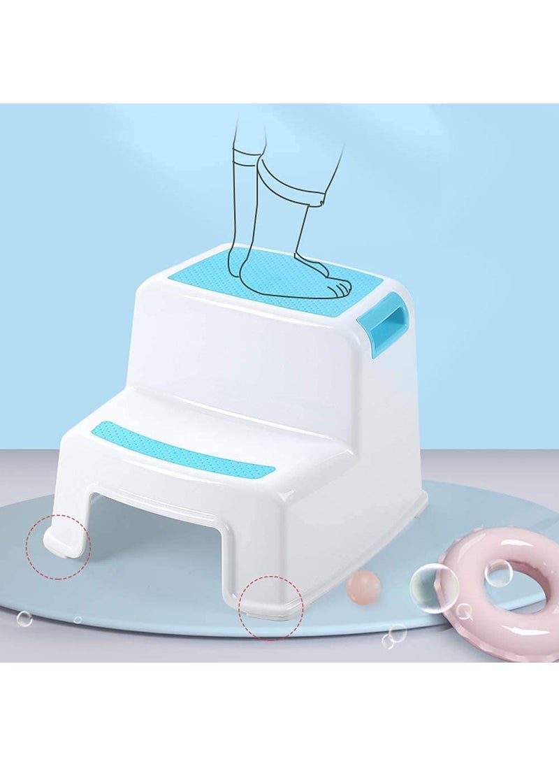 Dratal 2 Step Stool for Toddlers AntiSlip Sturdy Toddler Step Stool for Bathroom Sink Toilet Potty Training BathroomKitchenBlue