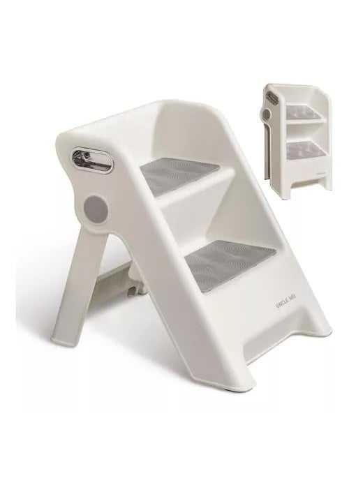 PROSFIA Foldable 2Step Stool for Kids Potty Seat Training Aid with Safety HandlesDurable Perfect for Potty Training Bathroom SinkKitchen Stand Stool Bedroom Step Stool