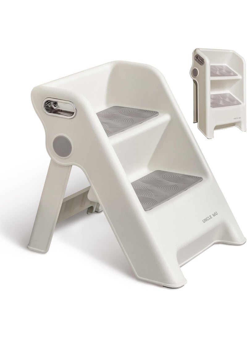 Jumix Foldable 2Step Stool for Kids Potty Seat Training Aid with Safety HandlesDurable Perfect for Potty Training Bathroom SinkKitchen Stand Stool Bedroom Step Stool