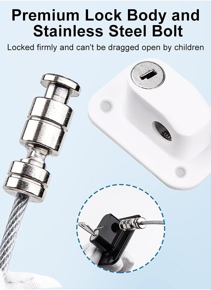 Window Safety Locks Self Adhesive Baby Window Restrictors for UPVC No Drilling Window Locks Child Safety Cable Lock with Key Pet Window Restrictor Kids Refrigerator Lock for Childproof 2 Pack