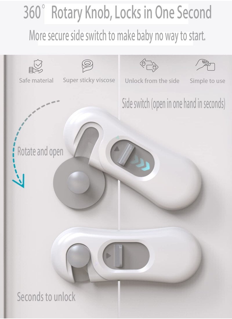 6 Pack Child Safety Locks - Easy Install No Drill Cabinet, Drawer, Appliance, Toilet Seat, Refrigerator, and Oven Security Locks for Baby Proofing Your Home.
