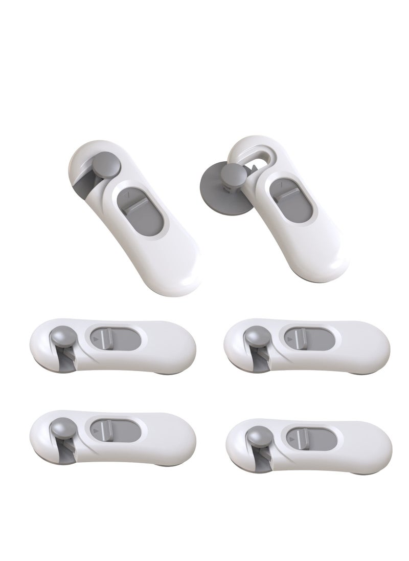 6 Pack Child Safety Locks - Easy Install No Drill Cabinet, Drawer, Appliance, Toilet Seat, Refrigerator, and Oven Security Locks for Baby Proofing Your Home.