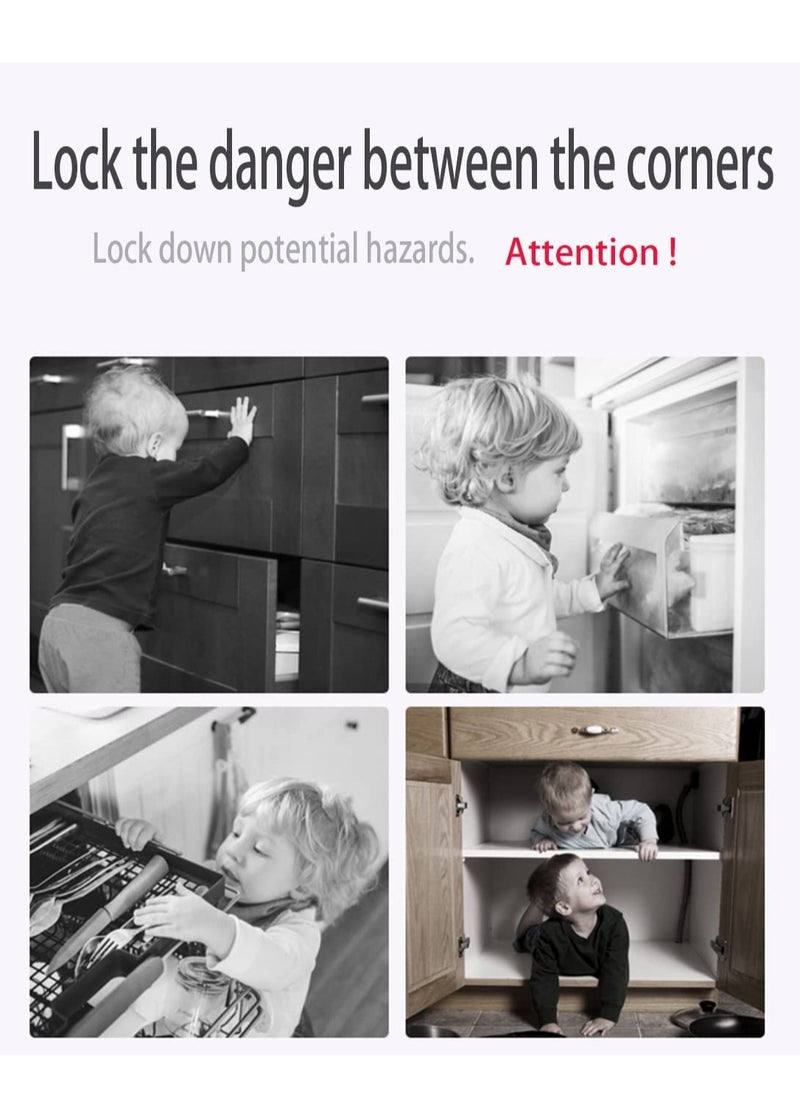 6 Pack Child Safety Locks - Easy Install No Drill Cabinet, Drawer, Appliance, Toilet Seat, Refrigerator, and Oven Security Locks for Baby Proofing Your Home.