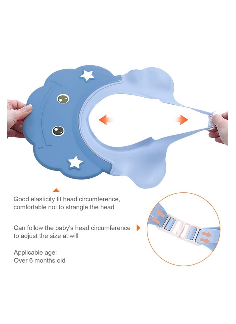 2 Pack Adjustable Baby Shower Cap Silicone Hair Washing Shield Soft Visor for Infants Over 6 Months Safe Shampoo Hat