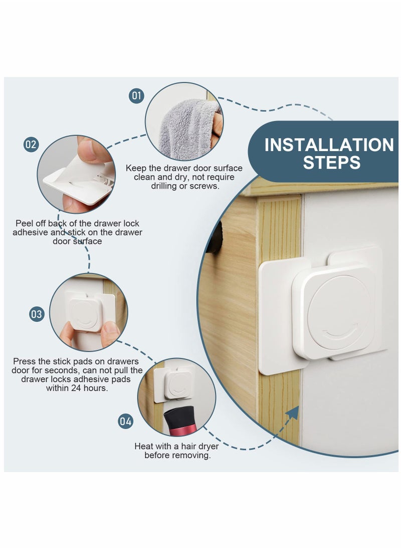10Pcs Child Safety Cupboard Door Strap Locks - Baby Proofing Cabinet Locks for Kitchen Cabinets and Drawers, No Tools or Drilling Required for Easy Installation.
