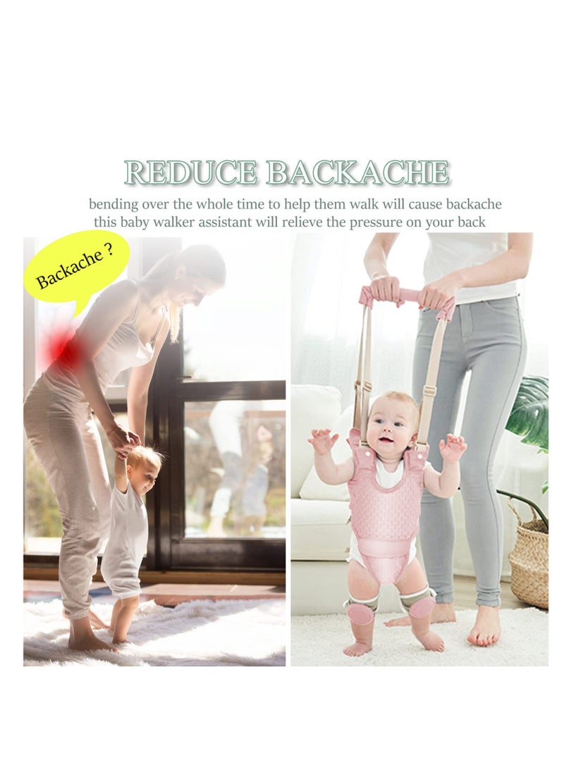 Adjustable Baby Walking Harness for Girls, Breathable Pink Detachable Crotch Support, Handheld Walker Helper for Babies Learning to Walk (9-24 Months)
