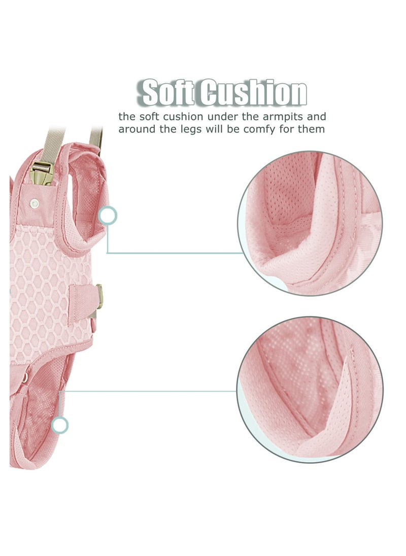 Adjustable Baby Walking Harness for Girls, Breathable Pink Detachable Crotch Support, Handheld Walker Helper for Babies Learning to Walk (9-24 Months)