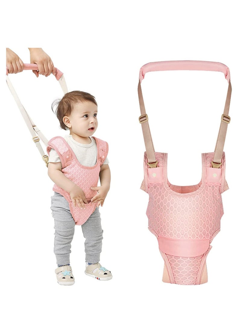 Adjustable Baby Walking Harness for Girls, Breathable Pink Detachable Crotch Support, Handheld Walker Helper for Babies Learning to Walk (9-24 Months)