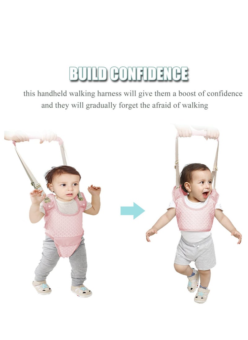 Adjustable Baby Walking Harness for Girls, Breathable Pink Detachable Crotch Support, Handheld Walker Helper for Babies Learning to Walk (9-24 Months)