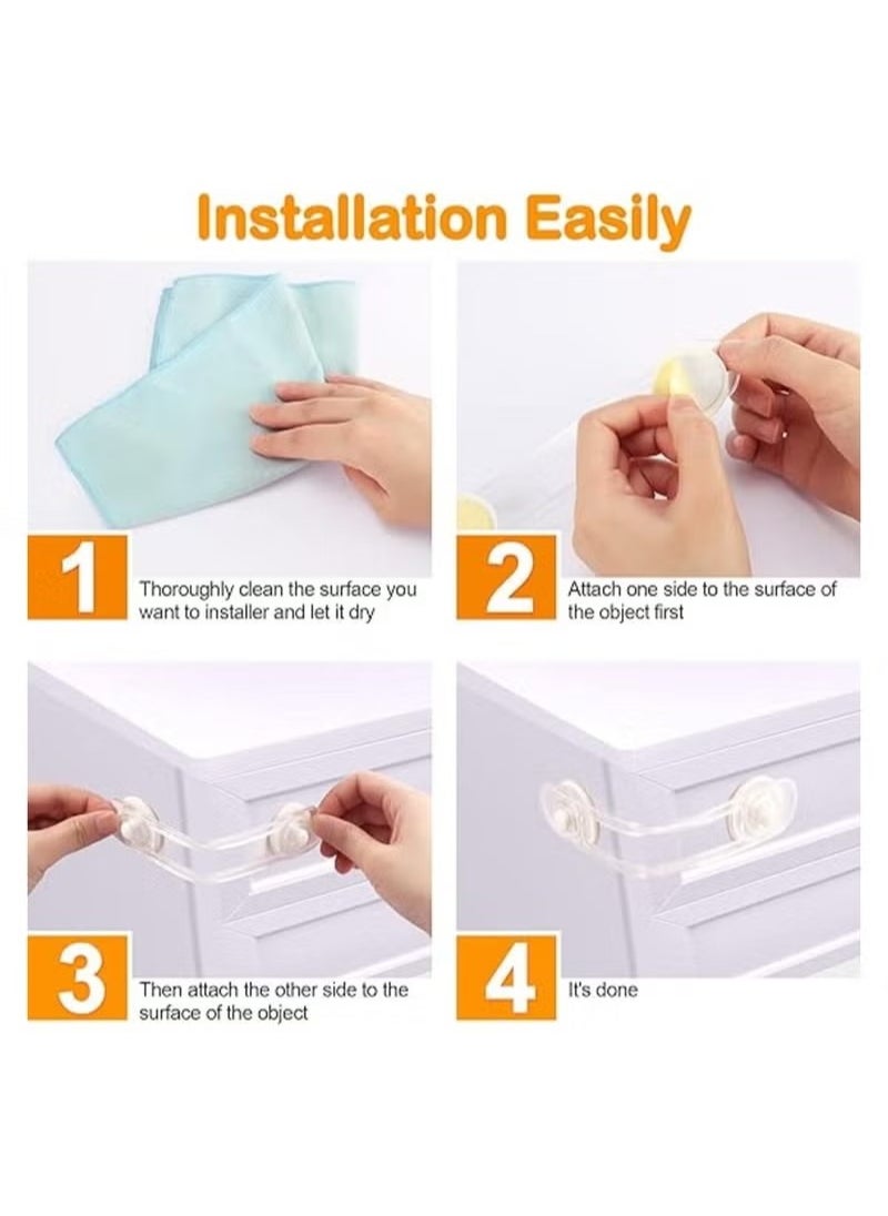 15 Pack Multi-Use Adhesive Straps Locks - Childproofing Baby Proofing Cabinet Latches for Drawers, Fridge, Dishwasher, Toilet Seat, Cupboard, Oven, Trash Can, No Drilling Required. (10+5)