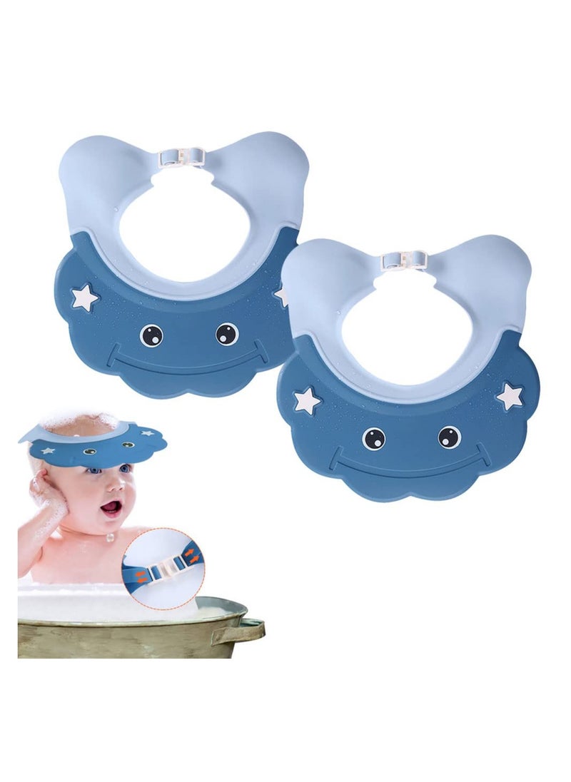 Adjustable Baby Shower Cap 2 Pack Soft Silicone Hair Washing Shield Visor for Kids Over 6 Months Head Protector Bath Hat