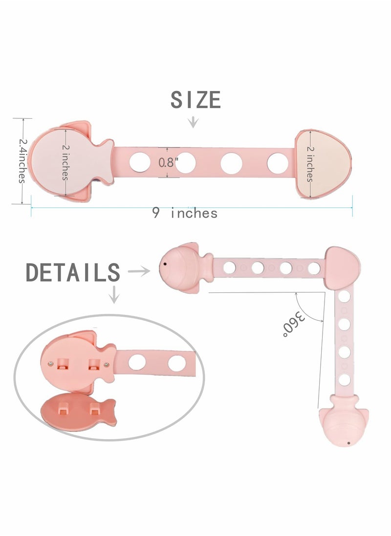 Child Safety Locks - Adjustable Fish Style Cabinet Latches for Kids, 6 Pack, Perfect for Cabinets, Fridges, and Drawers