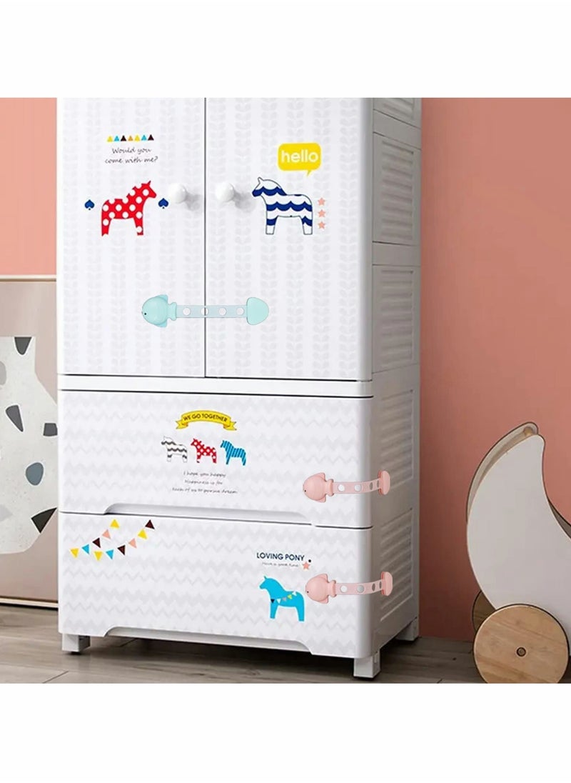 Child Safety Locks - Adjustable Fish Style Cabinet Latches for Kids, 6 Pack, Perfect for Cabinets, Fridges, and Drawers