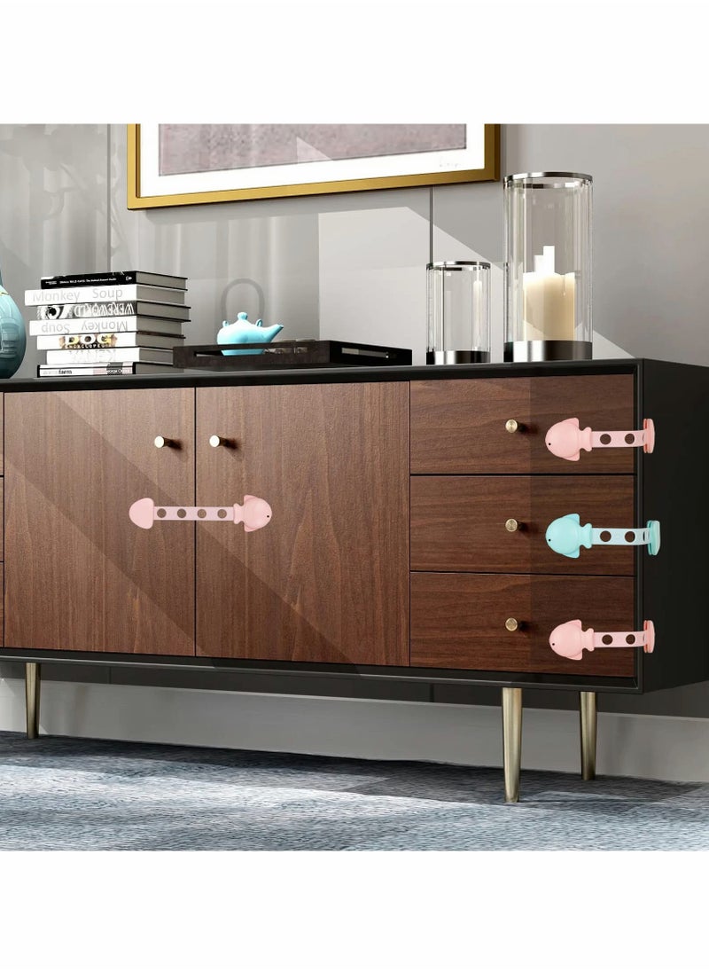 Child Safety Locks - Adjustable Fish Style Cabinet Latches for Kids, 6 Pack, Perfect for Cabinets, Fridges, and Drawers