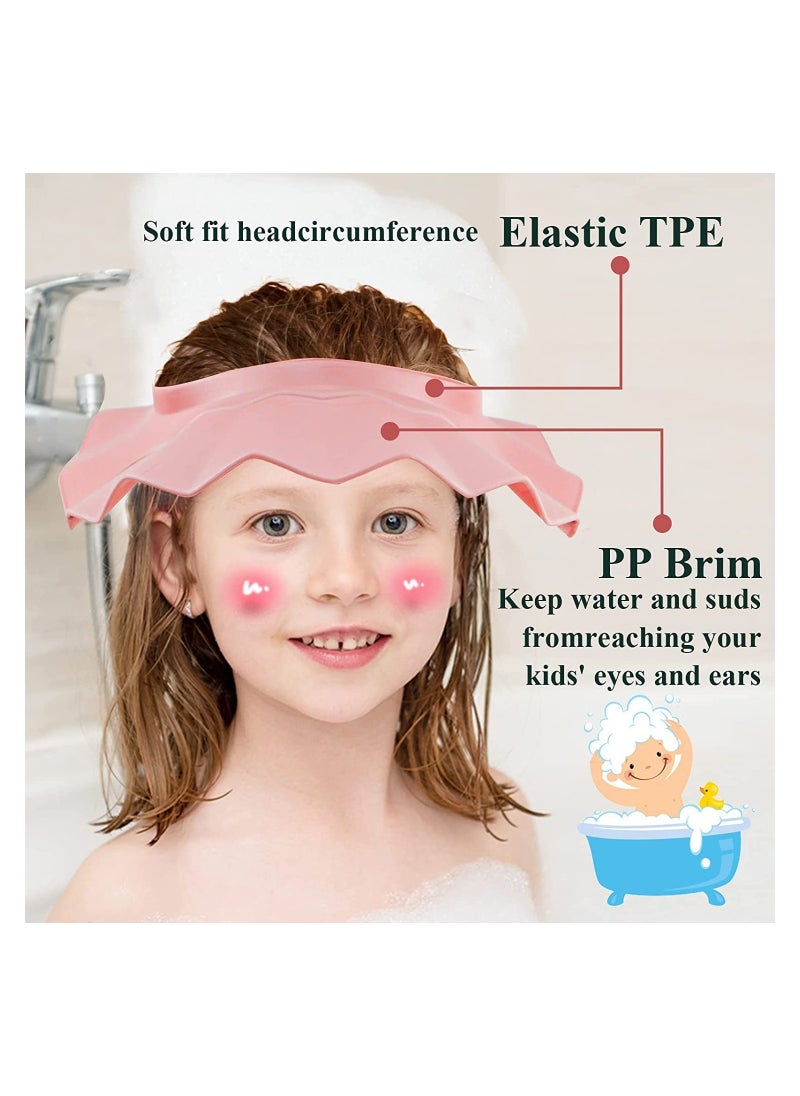 Silicone Baby Shower Cap Adjustable Visor for Infants Safe Bathing Eye Ear Protector for Kids Pink