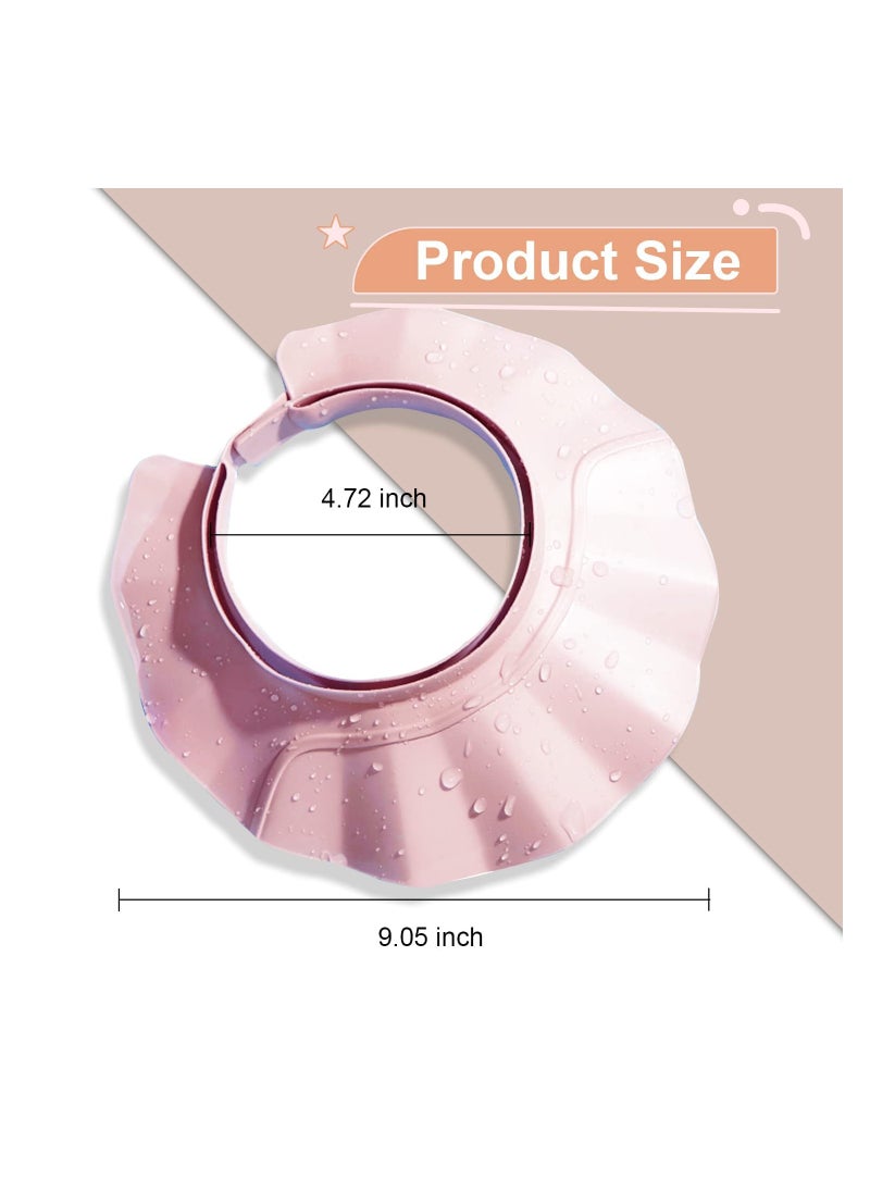 Silicone Baby Shower Cap Adjustable Visor for Infants Safe Bathing Eye Ear Protector for Kids Pink
