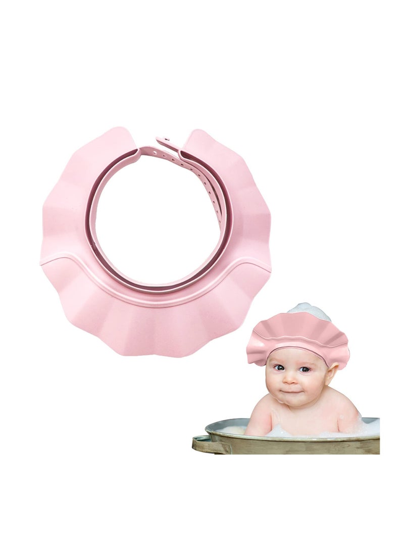 Silicone Baby Shower Cap Adjustable Visor for Infants Safe Bathing Eye Ear Protector for Kids Pink