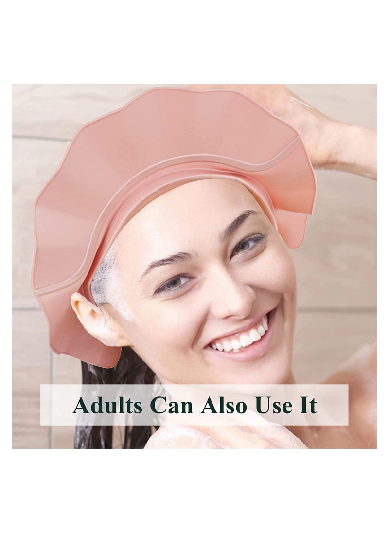 Silicone Baby Shower Cap Adjustable Visor for Infants Safe Bathing Eye Ear Protector for Kids Pink